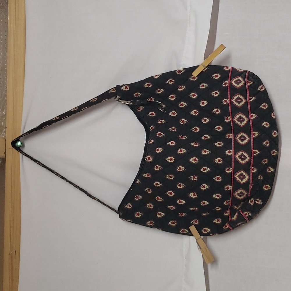 Black cloth zippered shoulder bag